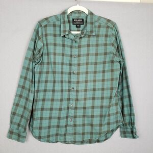 Filson Women's L Plaid Button Up Blue Alaskan Guide Gorpcore Cabincore Grunge